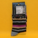 Damen-Socken grau/lila/braun gestreift